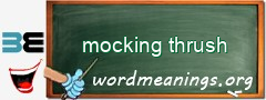 WordMeaning blackboard for mocking thrush